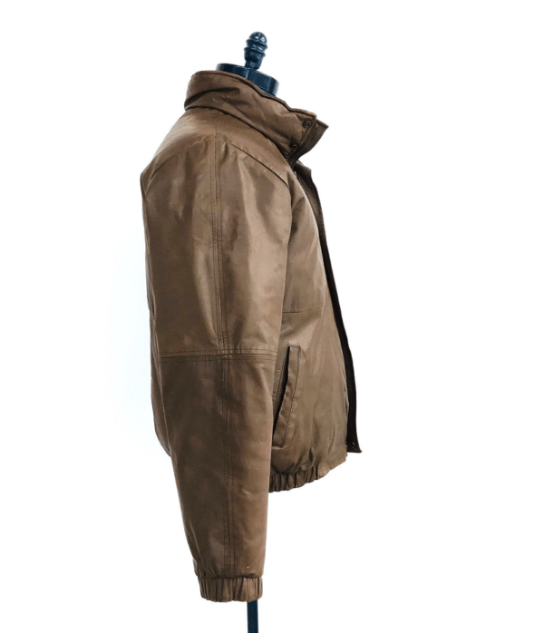 Mens Eddie Bauer Down Filled Brown Leather Jacket - Image 3