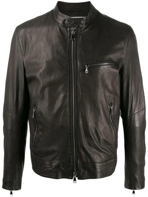 Mens Drome Zip-front Leather Jacket - AirBorne Jacket