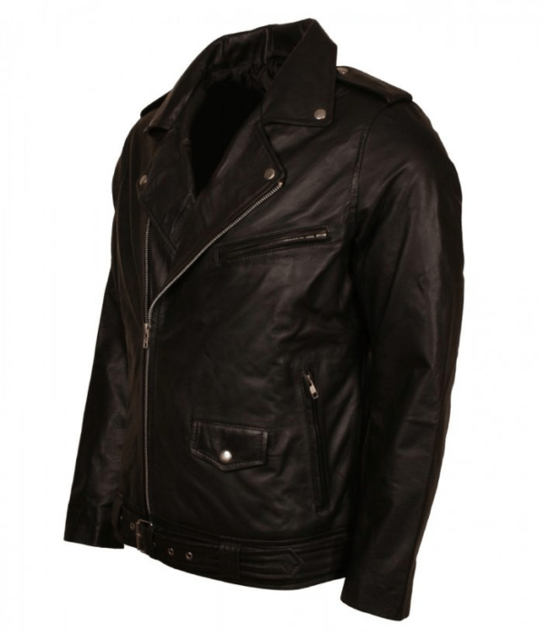 Mens Brando Biker Elvis Presley Leather Jacket - Image 3