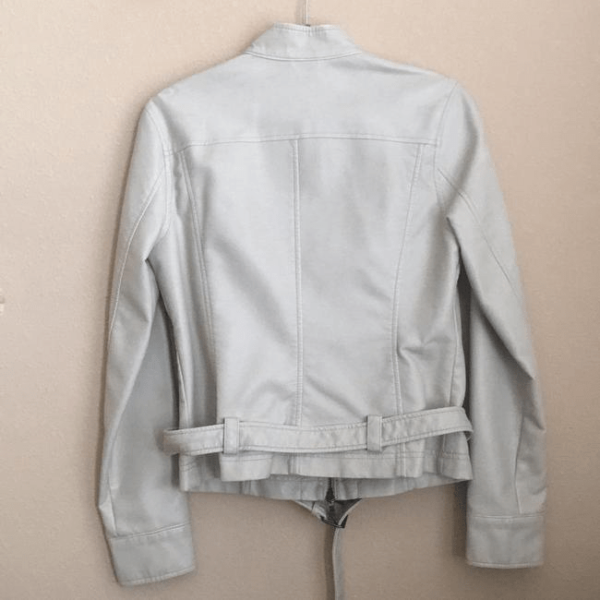 Mens Express Off White Leather Jacket - Image 2