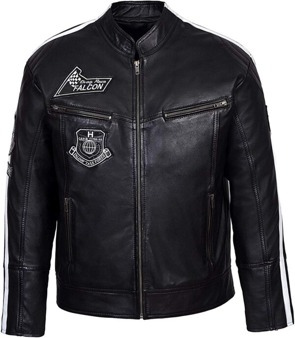 Men's Falcon Biker Style Motorcycle Leather Jacket