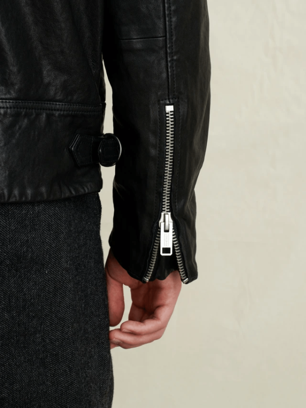 Mens Field Tumbled Black Leather Jacket - Image 3