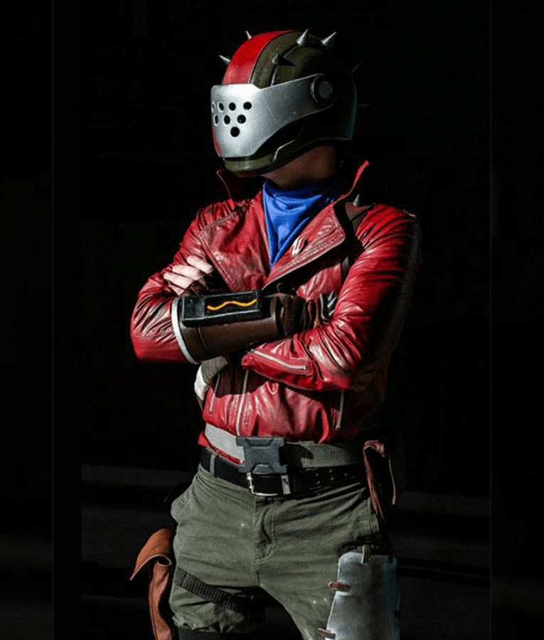 Mens Video Game Fortnite Rust Lord Motorcycle Leather Jacket - Image 4