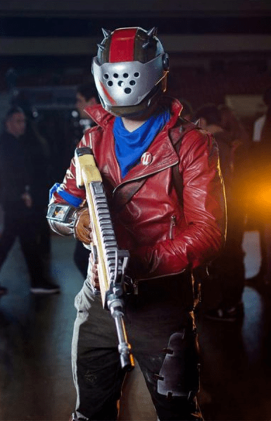 Mens Video Game Fortnite Rust Lord Motorcycle Leather Jacket