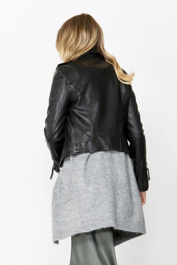 Frankie Biker Black Leather Jacket - Image 3