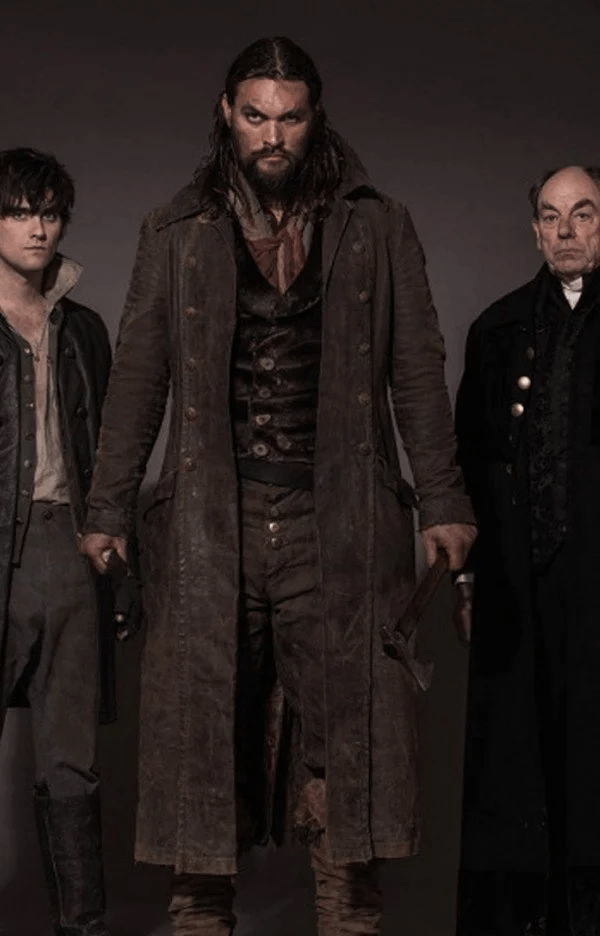 Mens Jason Momoa Frontier Leather Trench Coat