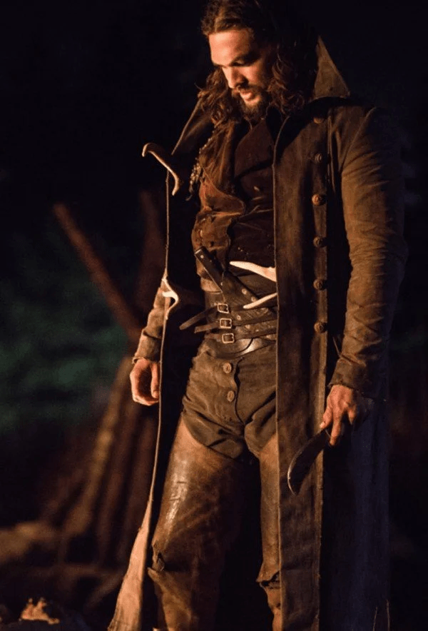 Mens Jason Momoa Frontier Leather Trench Coat - Image 3