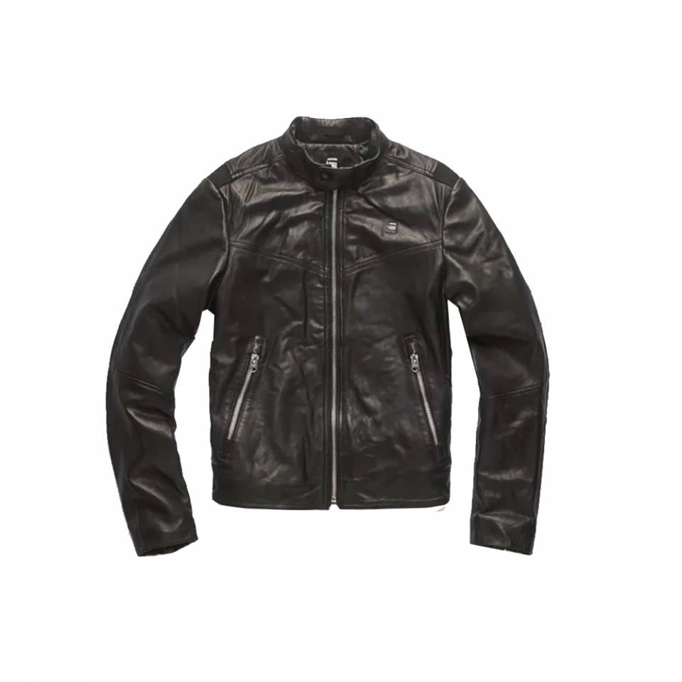 G-star Biker Style Black Leather Jacket - AirBorne Jacket