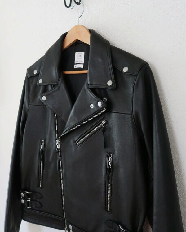 Mens John Elliott Gap Biker Leather Jacket - Image 2