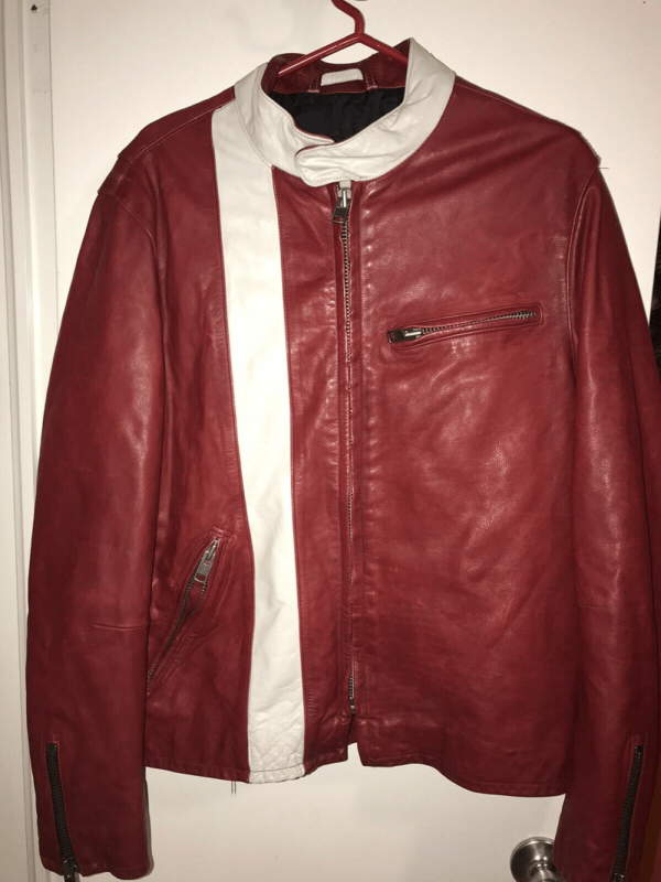 Mens Gap Cafe Racer Red Leather Jacket