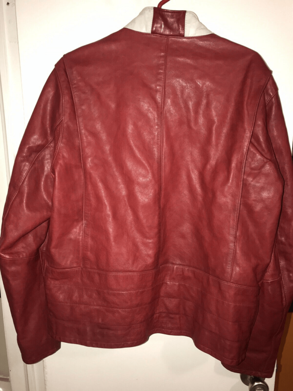 Mens Gap Cafe Racer Red Leather Jacket - Image 3