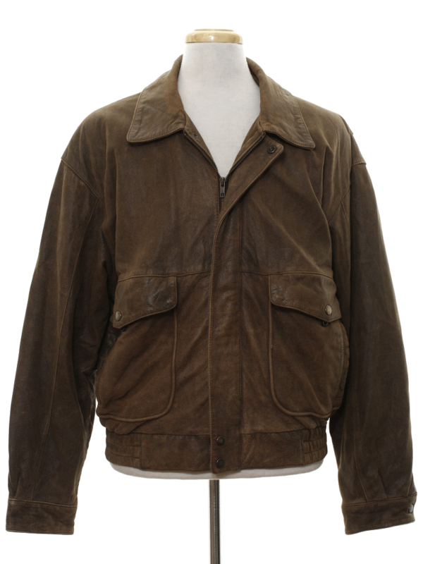 Mens Georgetown Brown Bomber Leather Jacket