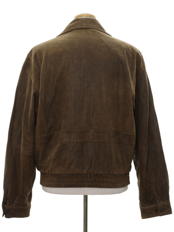 Mens Georgetown Brown Bomber Leather Jacket - Image 2
