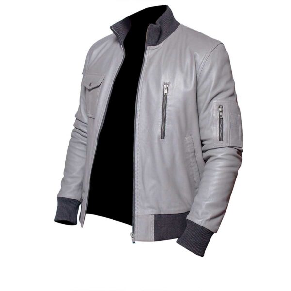 German Flag Grey Luftwaffe Leather Jacket - Image 4