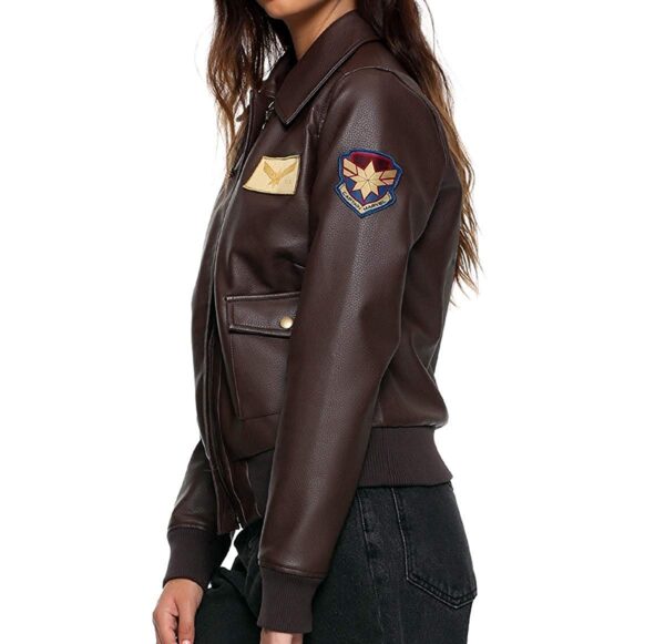 New Brie Larson Captain Marvel Women Leather Jacket - Image 3
