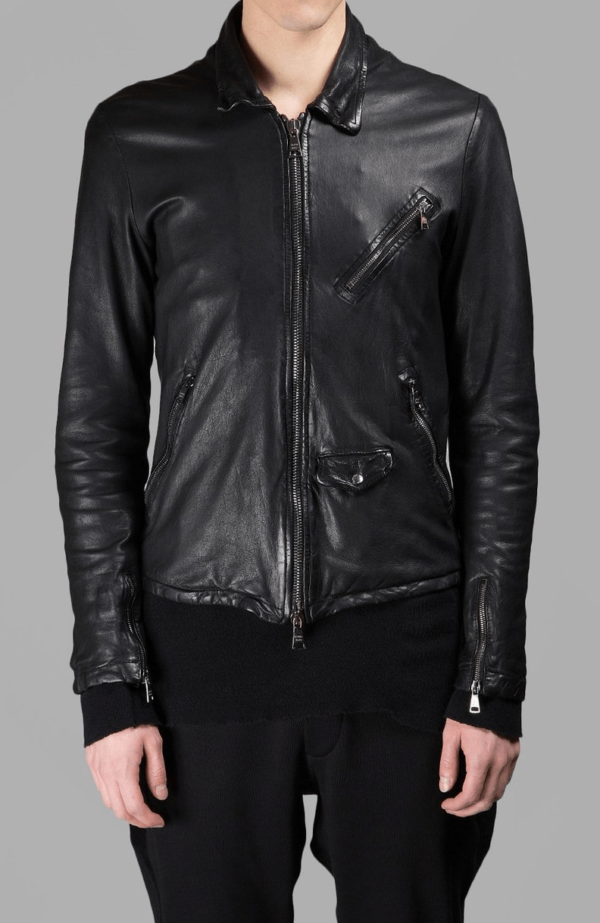 Mens Giorgio Brato Black Leather Jacket