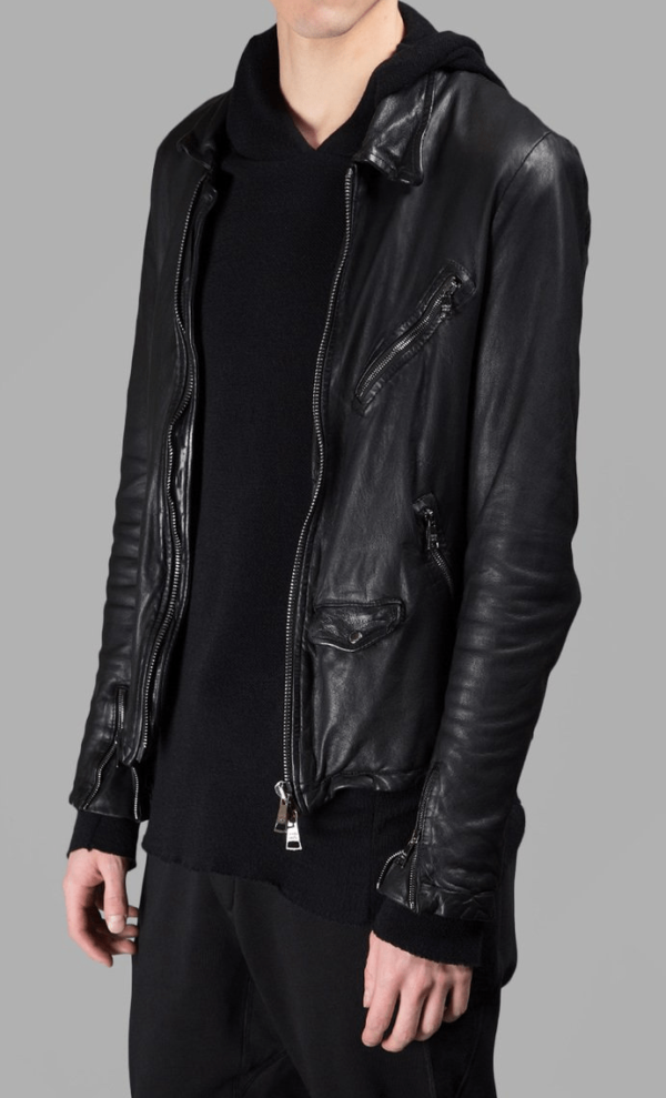 Mens Giorgio Brato Black Leather Jacket - Image 2