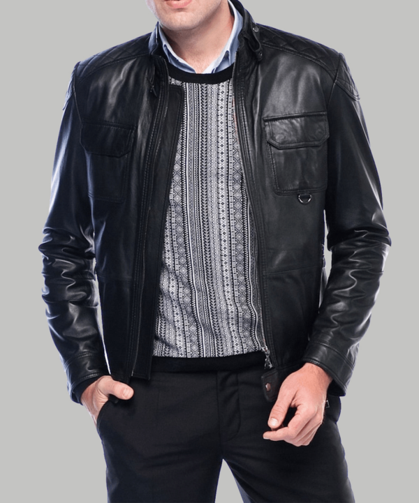 Giovanni Mens Leather Jacket - Image 2