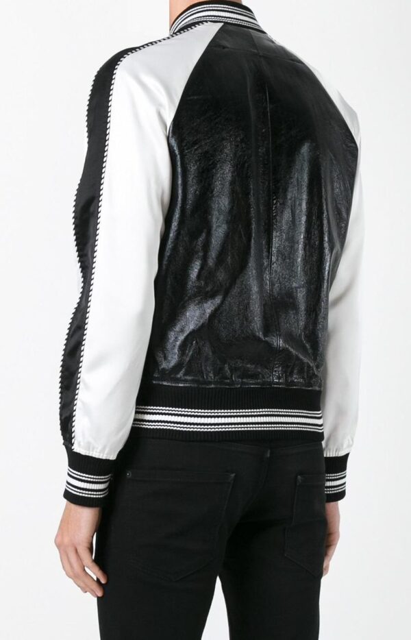Mens Givenchy Monochrome Bomber Leather Jacket - Image 4