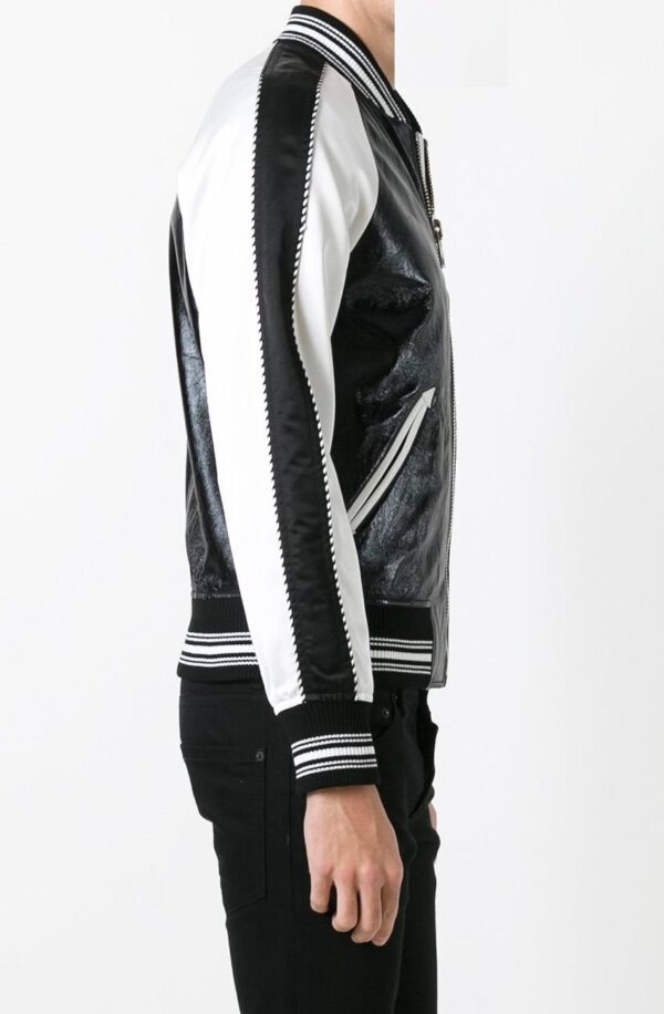 Mens Givenchy Monochrome Bomber Leather Jacket - Image 3