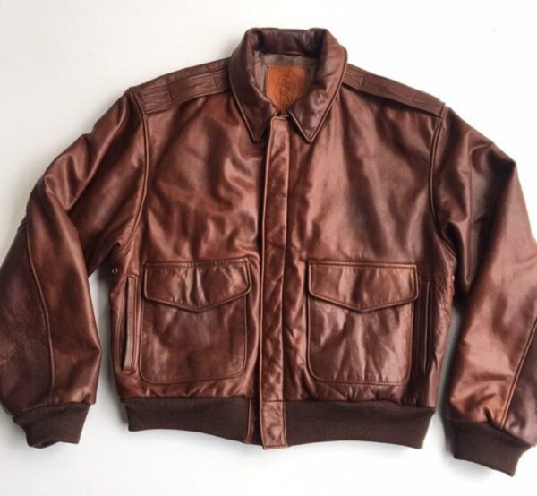 Mens Golden Bear Brown Leather Jacket