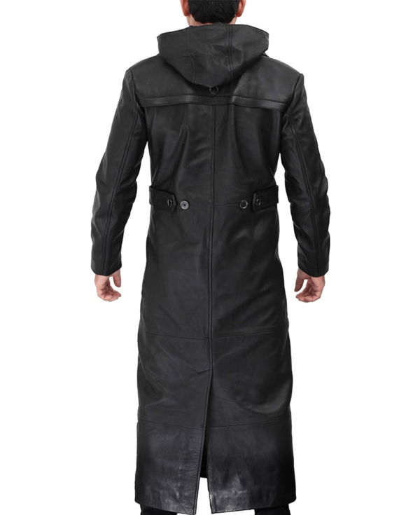 Gravel Hooded Leather Trench Coat - Image 2