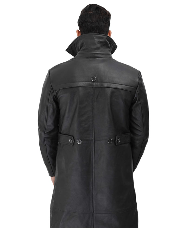 Gravel Hooded Leather Trench Coat - Image 4