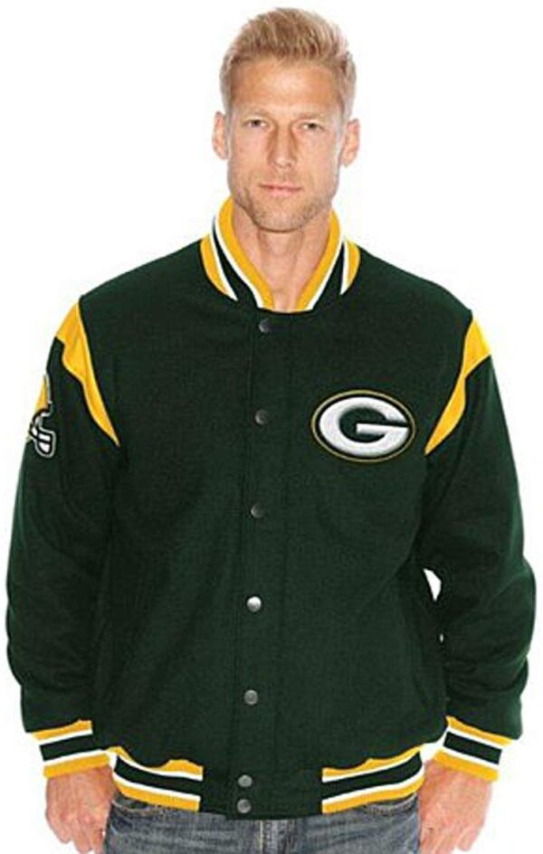 Mens Fashion Green Bay Packers NFL Wool Jacket - Image 2