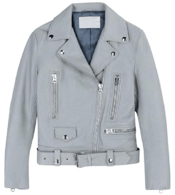 Mens Grey Moto Leather Jacket