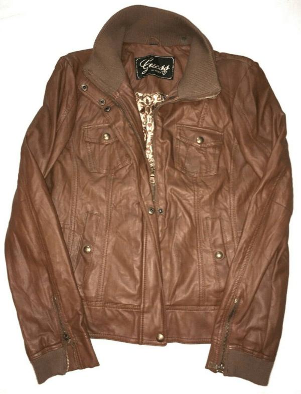Mens Guess Brown Leather Jacket