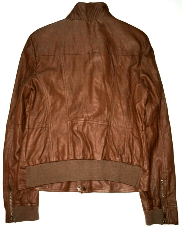 Mens Guess Brown Leather Jacket - Image 3