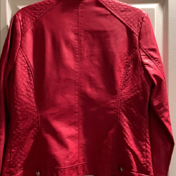 Mens Style Guess Red Leather Jacket - Image 3
