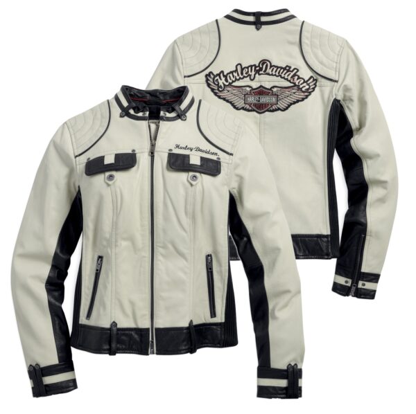 Harley Davidson Women's White Racing Leather Jacket