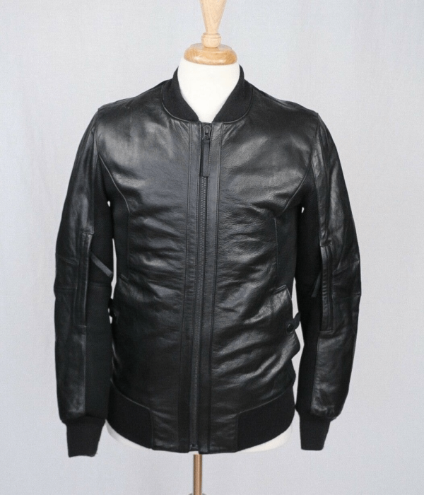 Mens Helmut Lang Black Bomber Leather Jacket