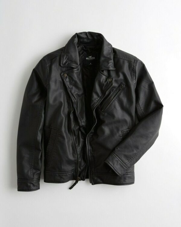 Mens Abercrombie Hollister Black Leather Jacket