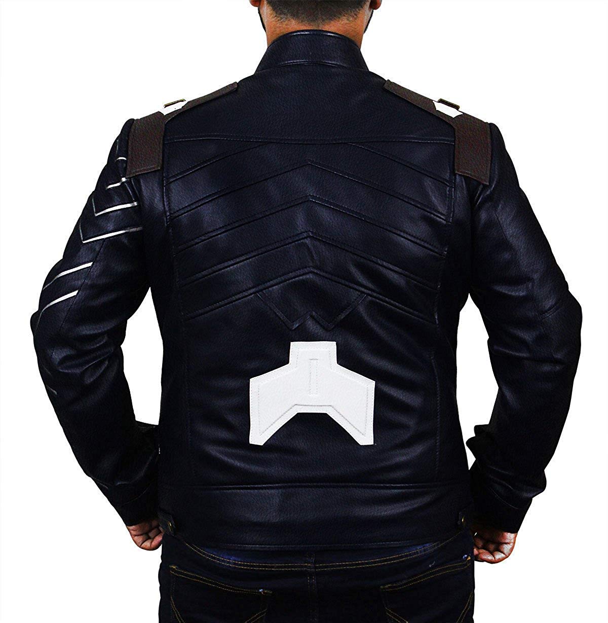 Sebastian Stan Infinity Winter Soldier Bucky Barnes Blue Faux War Leather Jacket - Image 5