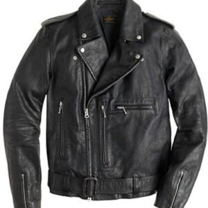 Mens Italian Motorcycle Black Leather Jacket