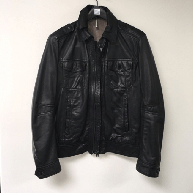Mens J. Lindeberg Black Leather Jacket - AirBorne Jacket