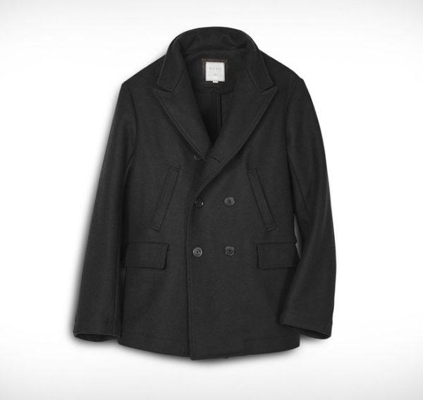 Mens Billy Reid Bond Peacoat Wool Black Jacket