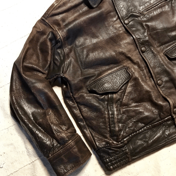 Mens Japanese Style Leather Bomber Jacket - Image 3