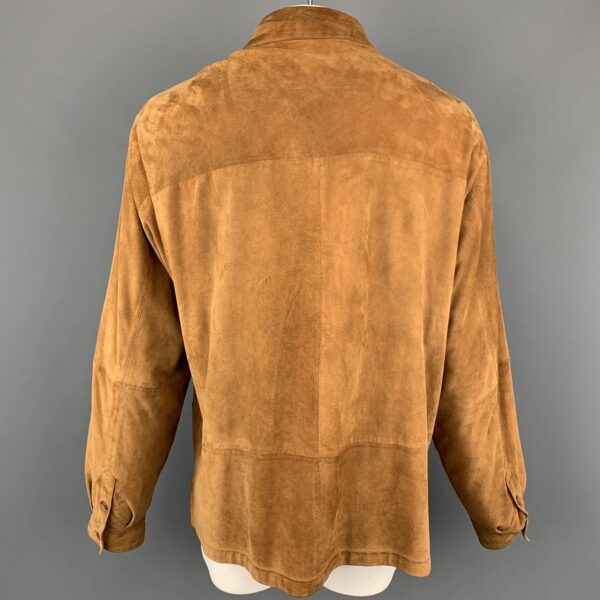 Mens Jhane Barnes 44 Tan Solid Leather Jacket - Image 3