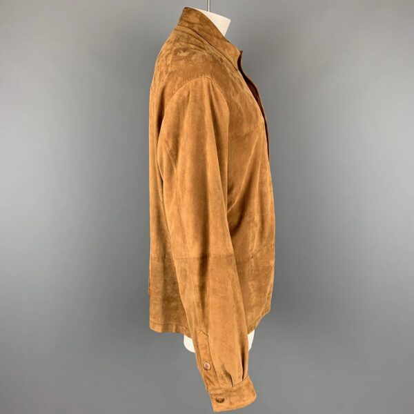 Mens Jhane Barnes 44 Tan Solid Leather Jacket - Image 2
