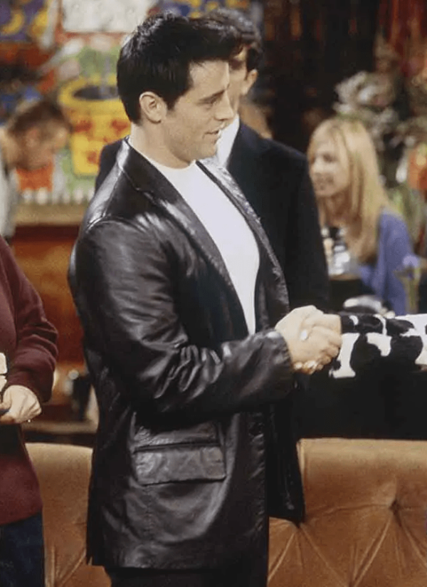 Joey Tribbiani Friends S06 Matt LeBlanc Black Leather Blazer - Image 3