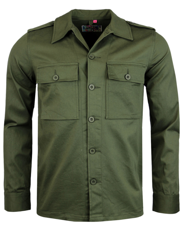 Mens Vintage Lennon Retro 70s Mod Military Shirt Jacket