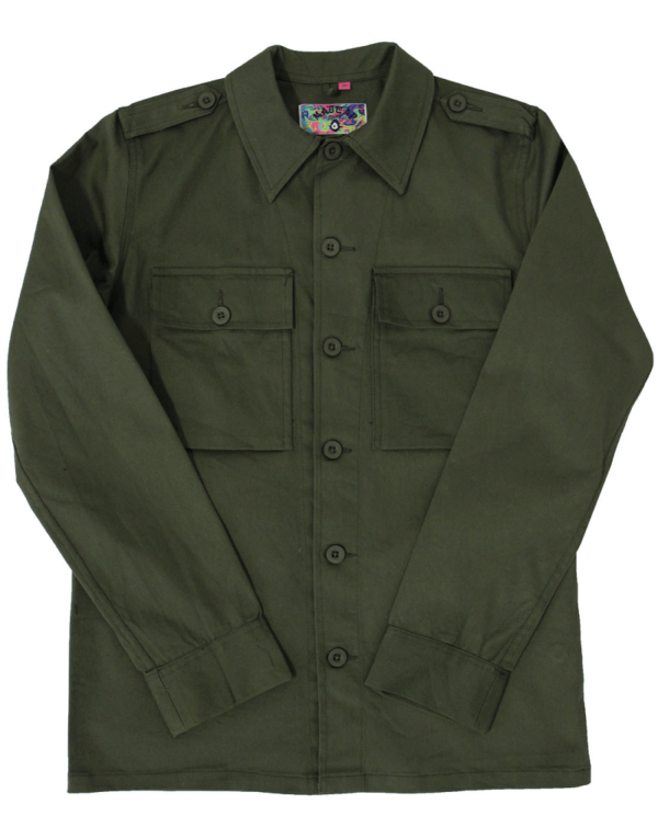 Mens Vintage Lennon Retro 70s Mod Military Shirt Jacket - Image 2