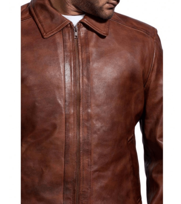 Mens John Wick Brown Leather Jacket - Image 4