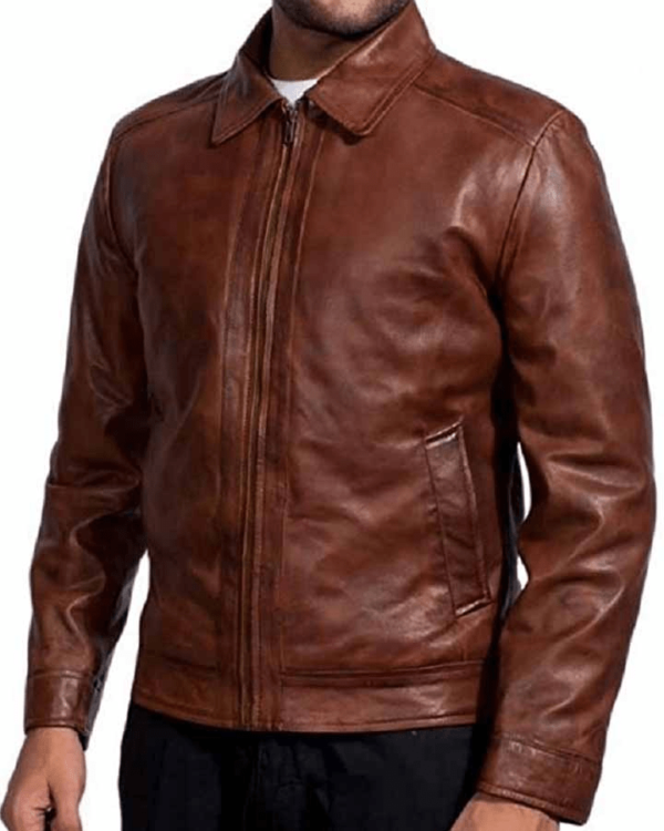 Mens John Wick Brown Leather Jacket - Image 2