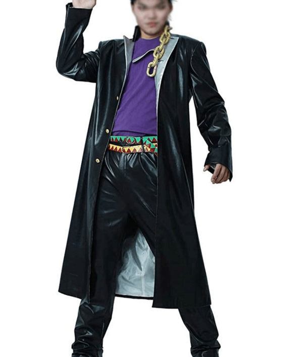 Mens Jojo Bizarre Adventure Jotaro Kujo Leather Coat