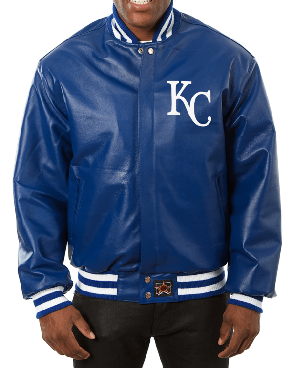Mens Kansas City Royals Blue Leather Jacket