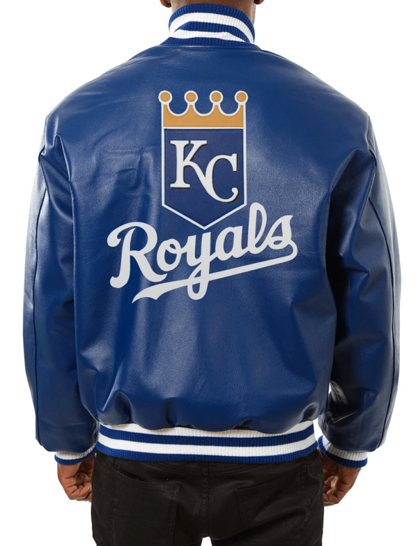 Mens Kansas City Royals Blue Leather Jacket - Image 2